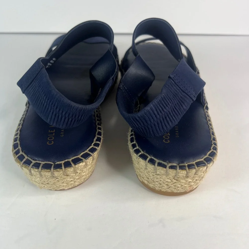 Cole Haan Cloudfeel Navy Blue Suede Espadrille Platform Sandals Womens 8B Spring
